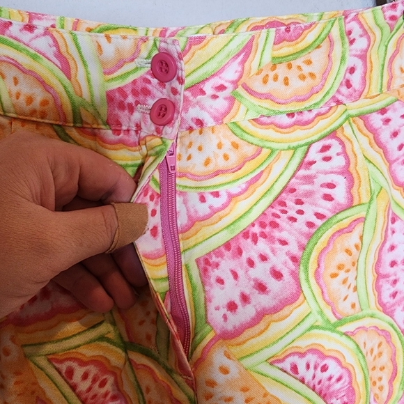Talbots Melon Watermelon Crop Cotton Pants wome size 6 Petite 6P - Picture 2 of 16